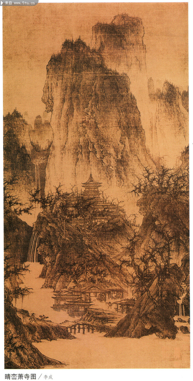 古代名画晴峦萧寺图