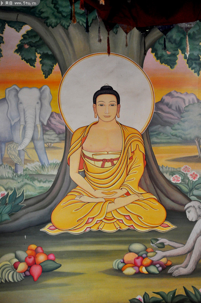 大幅高清菩提迦耶释迦本师壁画