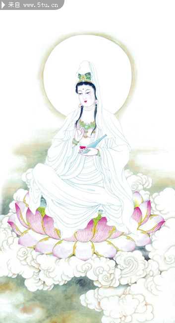坐莲观音国画图片