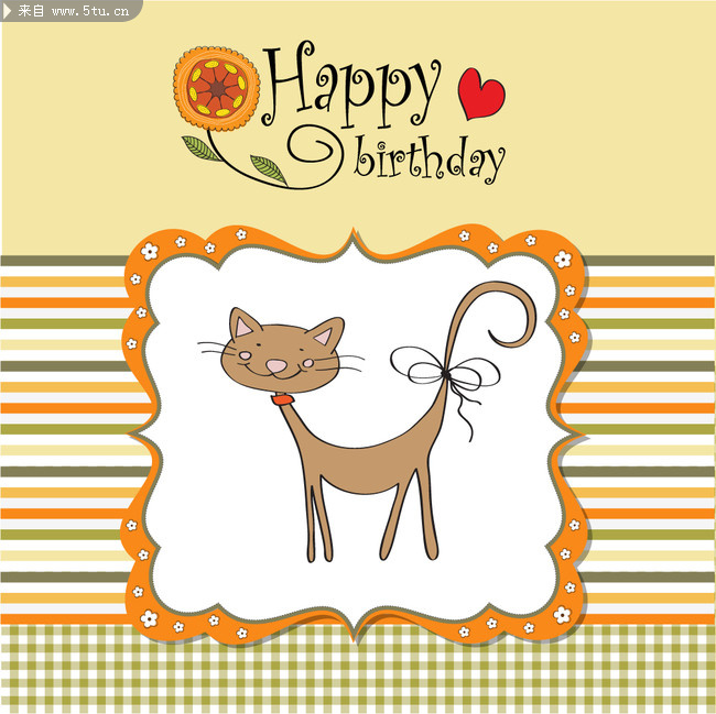 猫咪贺卡平面矢量素材