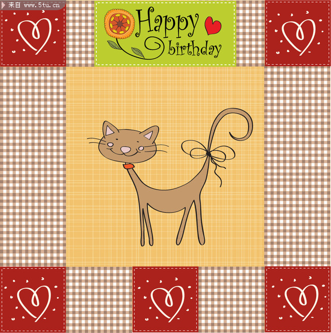 猫咪贺卡平面矢量素材