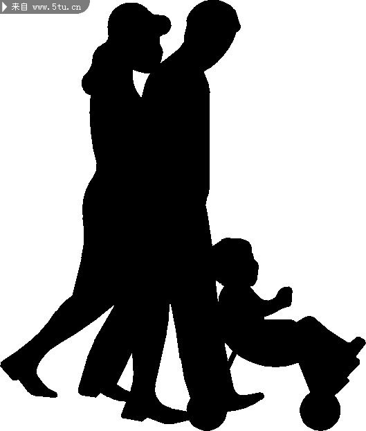 一家三口人物剪影图