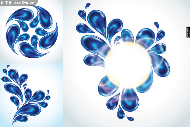 深蓝水滴花纹设计