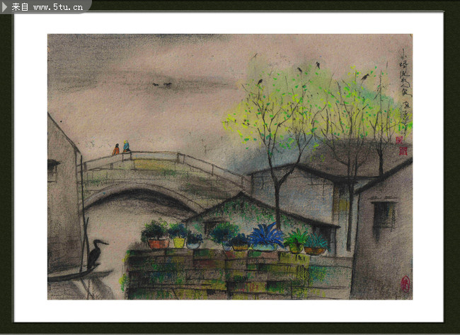 小桥流水人家装饰画