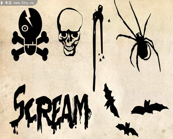 涂鸦黑暗风恐怖图案ps形状