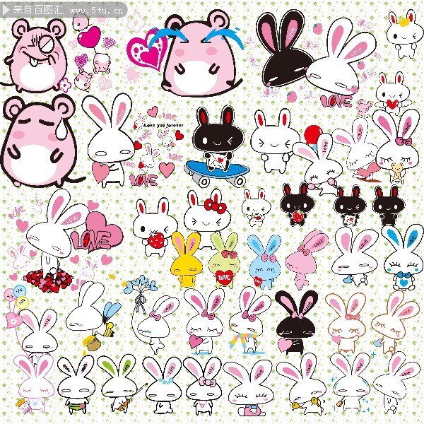 可爱小兔子图案psd分层素材