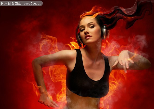 火焰音乐美女高清图片素材