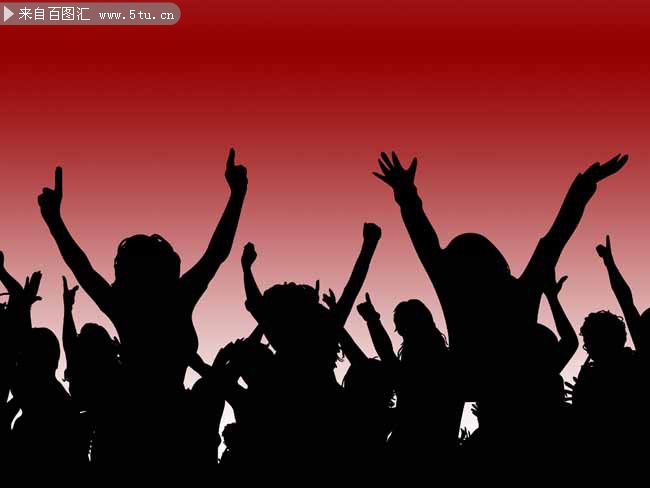 高清晰欢呼人群剪影ps笔刷
