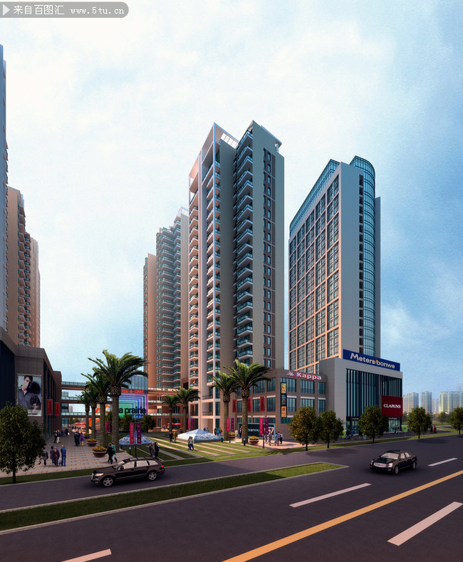 房地产楼盘建筑效果图片5张-高清图片-百图汇设计素材