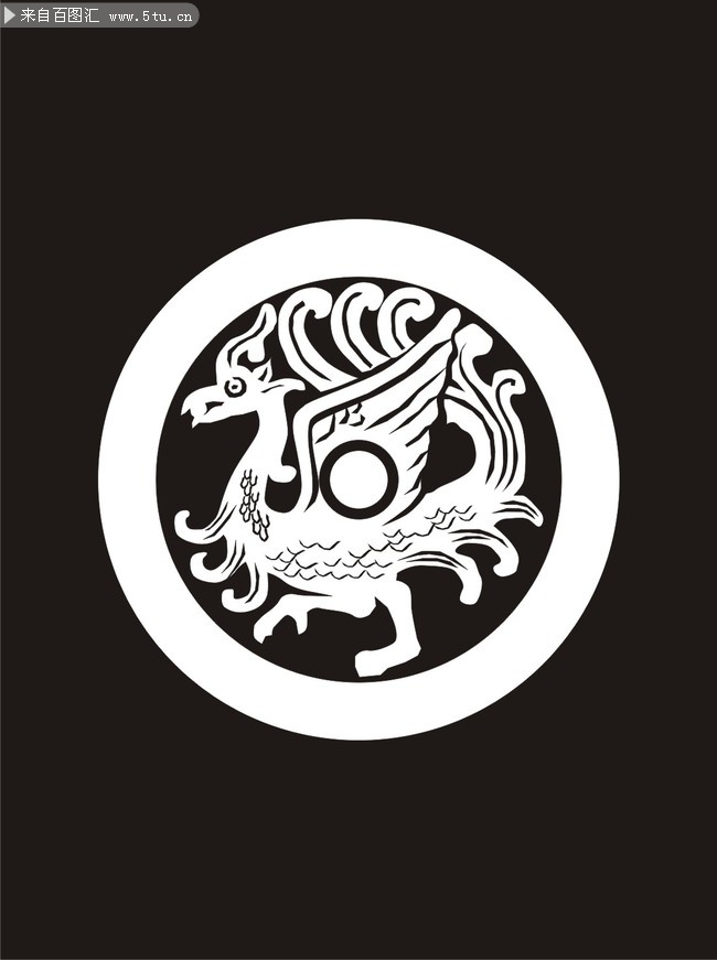 朱雀瓦当矢量图 古典瓦当图案