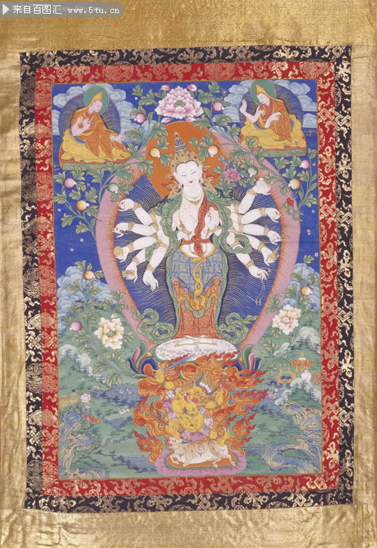 不空羂索观世音菩萨唐卡图片