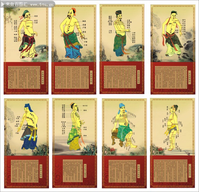 古代经络图矢量素材