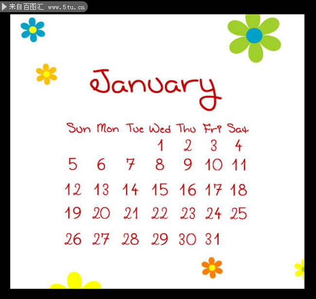 2014卡通儿童日历模板设计-矢量素材-百图汇设计素材