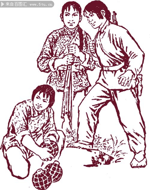 军人形象人物线描图65张