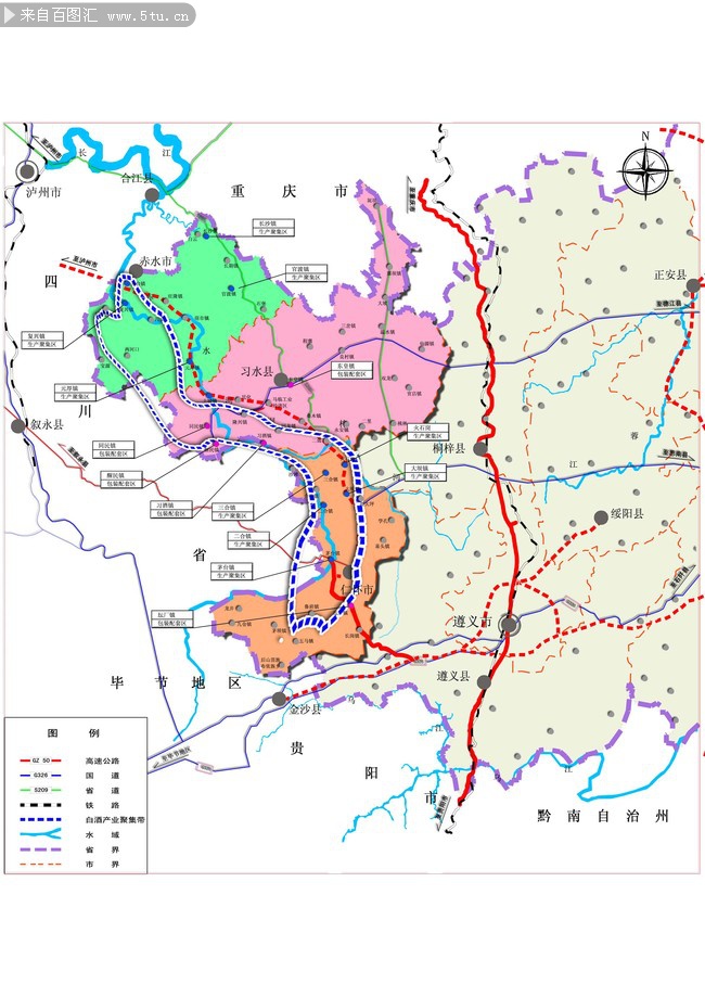 遵义市白酒产业空间布局psd图