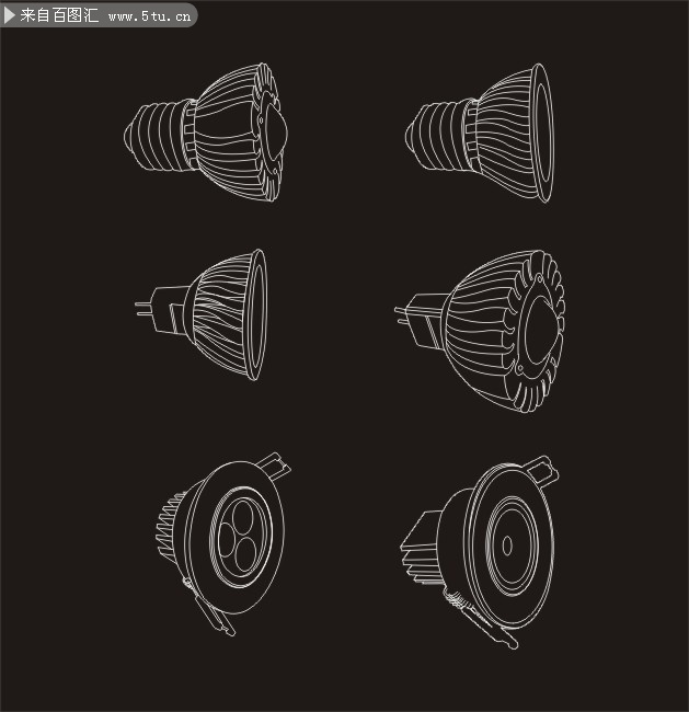 手绘LED灯线稿-矢量素材-百图汇设计素材