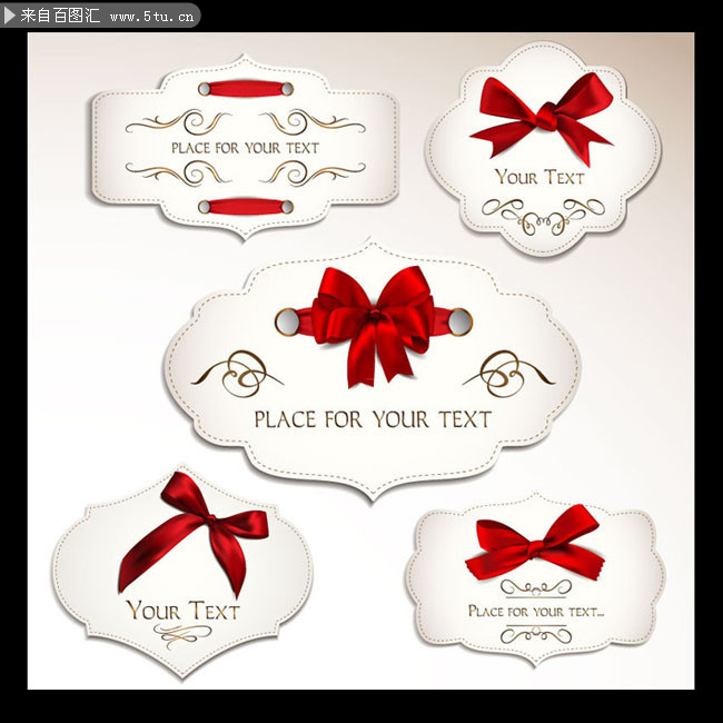 红色蝴蝶结标签矢量素材