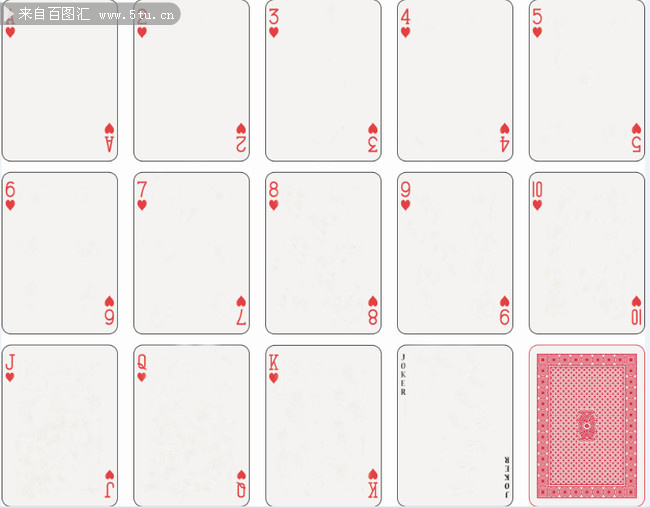 54张空白扑克牌模板psd素材